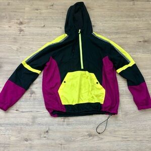 Urban Outfitters Black, purple, neon yellow men’s windbreaker Jacket size L